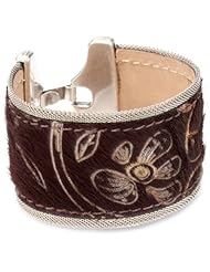Streets Ahead 1 1/2" Gold and Brass Hand Painted Calf Hair Cuff Bracelet