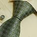 Green Checkers Tie for Men Blue Checker Birthday Gifts Fashion Silk Neck Ties Cufflinks Set 6428