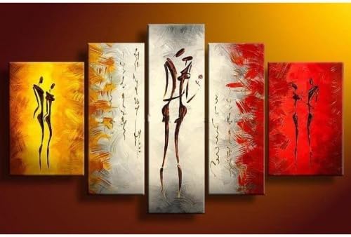 Yuzart Gift Oil Painting of Kissing Couple for Bedroom Decor Wall Arts 5pcs/set in M Size