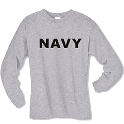 NAVY Long Sleeve T-Shirt - Military Style Physical Training T-Shirt in gray
