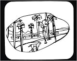 Decorated Mouse Pad with Turkey, geographical, black and white, ranch, horse, equine, plants, trees, Middle East, land, house