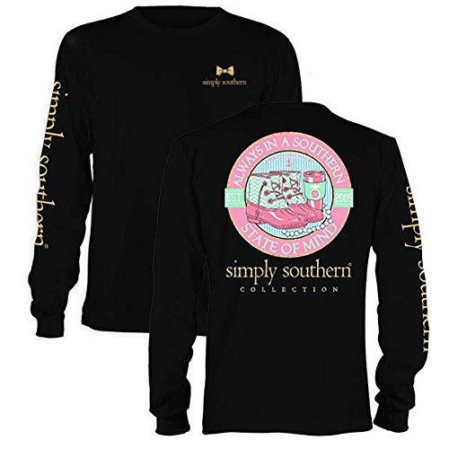 Simply Southern Preppy Long Sleeve T-Shirt - State Of Mind - Color Black