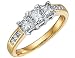 Jewelry : Diamond Engagement Anniversary Three Stone Ring 1 Carat (ctw) Princess Cut in 14K Yellow Gold (Certified)