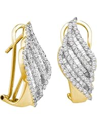 1.35ctw Round & Baguette Cut Diamond Hoop Earrings