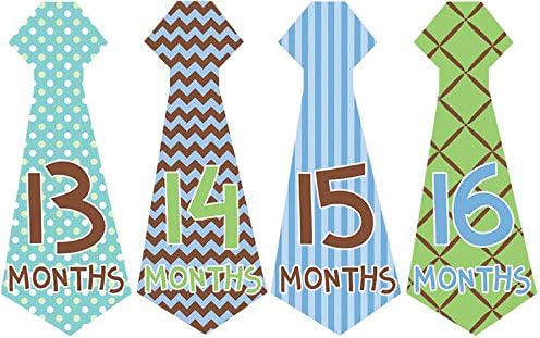 Belly Doodles 16 Baby Month Stickers Necktie Boys 6.6x2.5inch (13-24 Months)