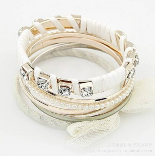 Multilayers Bohemia Cute Rhinestones Alloy Pearl Bracelets Fashion Jewelry 4 Colors,100532 (c)