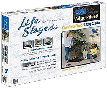 Midwest Life Stages Double-Door Folding Metal Dog Crate, 30 Inches by 21 Inches by 24 Inches