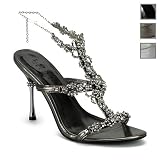 Pleaser Shoes WomenOs JEWEL-35, 4'' Wrap Around T-Strap Sandal W/Rhinestones, Available in 3 colors