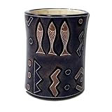 Pencil Cup or Vase Blue Mudfish African Stone Desk