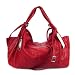 NICOLI Italian Designer Red Embossed Leather Large Carryall Handbag