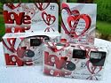 10 Pack Red Heart Love Wedding Disposable 35mm Cameras In Matching Gift Boxes- 27 Exposures Each- With Matching Table Tents