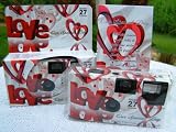 10 Pack Red Heart Love Wedding Disposable 35mm Cameras In Matching Gift Boxes- 27 Exposures Each- With Matching Table Tents