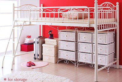 コスパ 姫系のお部屋にピッタリ♪高さが選べる!ロマンティックアイアンロフトベッド 【Mary】マリー/ミドルタイプ