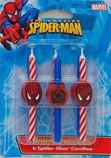 6 pc Spiderman Birthday Party Cake Candles