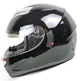Motorcycle Street Bike Dual Lens/Double Shields Full Face Helmet Glossy Black