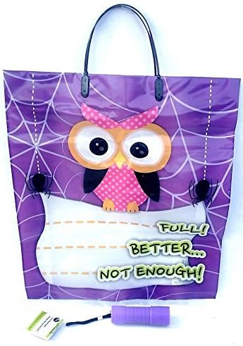Trick or Treat Safety Bundle of 2 Items: Purple Flashlight And Owl &amp; Spider Treat Bag