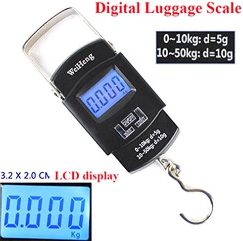 Portable Backlit LCD Display Digital Fishing and Luggage Hanging Hook Scale, 110lb/50kg