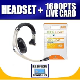 Xbox 360 Motorola Gaming Headset X205 + 1600 Xbox Live Points Card + FREE Complimentary Super Deal Micro Fiber Cleaning Cloth