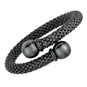 Sterling Silver Color Plated 8mm Ruthenium -p Polished Bubble Textured Bracelet - 7.5 Inch