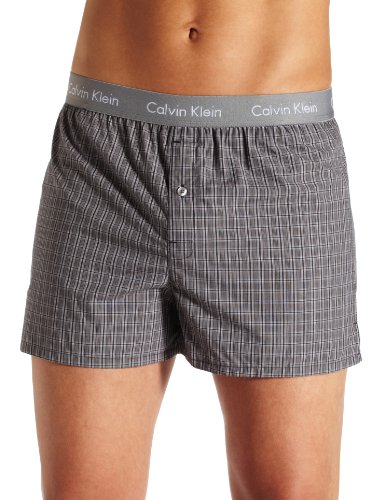 Calvin Klein Men's Matrix Boxer Woven Slim Fit, Finn Plaid, Medium