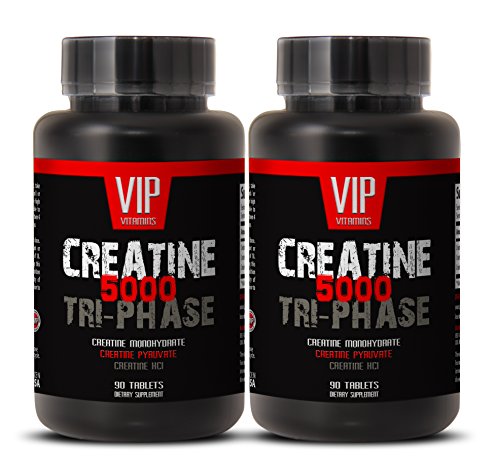 Creatine Tri-phase 5000mg, Perfect Blend of Creatine Monohydrate, Creatine HCL and Creatine Pyruvate (2 Bottles 180 Tablets)