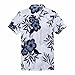 Palm Wave Men's Hawaiian Shirt Aloha Shirt M White with Navy Floral