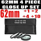 DM Optics 62mm +1 +2 +4 +10 Close-Up Macro Filter Set with Pouch For The Nikon 105mm VR, 200mm, 20mm IS, 20mm, 60mm, 70-300mm, 85mm For Any Of These Nikon D5100 D5000 D7000 D700 D3100 D3000 D90 SLR Cameras