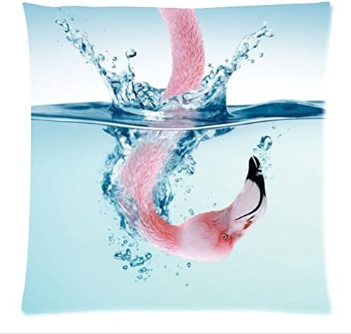 Personalized beautiful pink Flamingos pattern soft Satin bolster case pillowcase,Zipper pillow cases 18"(W)x18"(L)twin sides