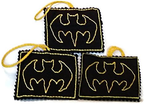 Christmas Tree Batman Hand made set of 3, Ornaments Decorations Tags, Party Favors