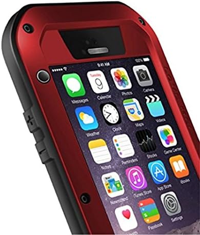 OPSEC iPhone 6 Case Shockproof- Water Resistant/Dirt/Dust/Snow Proof Heavy Duty Aluminum Metal with Built-in Gorilla Glass Screen Protector for Apple iPhone 6/6S 4.7" Cell Phone Case (Red)
