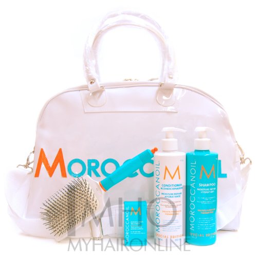  Moroccanoil Special Package(16oz Repair Shampoo & Conditioner, Treatment 25ml, Intense Hydrating Mask 16 oz and Thermal Brush with Free YOGA Bag)!!! 