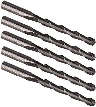 CNBTR Silver 2.5mm Two Flutes Carbide Ball Nose End Mills CNC Bits 22mm Tools Pack of 5