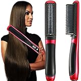 FENTI Digital Hair Straightener Brush, Tourmaline Ceramic Comb Flat, Instant Magic Silky, Self Home Daily Styling Detangling Iron