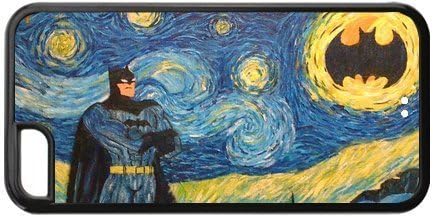 Funny BATMAN &amp; VAN GOGH Starry Night Apple iPhone 5c Rubber Case Cover - Unique Protective Shell for Apple