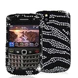Sparkling Silver with Black Zebra Full Diamond Rhinestone Snap on Hard Skin ....