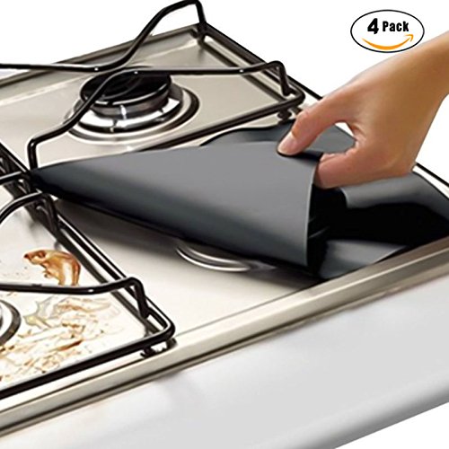Aluminum Foil Gas Range Protector, Moonvvin 4Pack Reusable Stove Burner Covers Nonstick