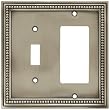 Liberty Hardware 64740 Beaded Single Switch/Decorator Wall Plate, Brushed Satin Pewter