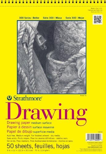 Strathmore 300 Series Drawing Paper: 11" x 14", Wire Bound, Micro-Perforated, Pad of 50 Sheets
