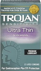 Trojan Condom Sensitivity Ultra Thin Lubricated, 12 Count