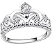 BOHG Jewelry Womens 925 Sterling Silver Plated Cubic Zirconia CZ Princess Crown Tiara Ring Wedding Band Size 4