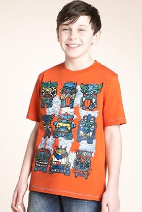 Pure Cotton Short Sleeve Totem Poles Top
