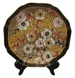 Decorative Chinese hand painted porcelain plate, scalloped edge with gold filigree work- gold flowers