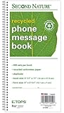 TOPS Second Nature Recycled Phone Message Book, Carbonless Duplicate, 2.75 x 5 Inches, 400 Sets per Book (74620)