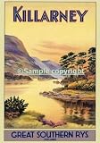 Killarney Town in County Kerry Southwestern Ireland Irish Tourism Travel 20 X 28 Image Size Vintage Poster Repro
