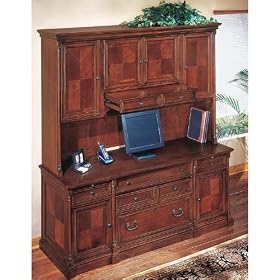 Keeneland Bourbon Cherry Storage Credenza with Hutch Bourbon Cherry Finish by DMI Furniture