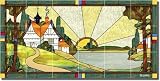 Arts and Crafts Landscape II by Paned Expressions Studios - Scenic Ceramic Tile Mural 12.75