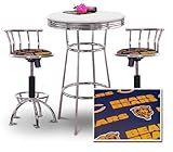 IMAGE OF Chrome Bar Table & 2 Chrome Adjustable 24