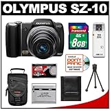 Olympus SZ-10 3D 14 MP Digital Camera (Black) with 8GB Card + Battery + Cas ....