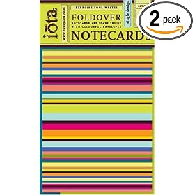 Iota Set of Nine Fold over Note cards with Envelopes - Beach Towel Design,   (Pack of 2)