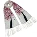 100% Pashmina/Cashmere Spring Butterfly Pink Blossom Tree Tassel Ends Long Scarf Shawl